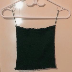 Dark Green Ribbed Tube Top